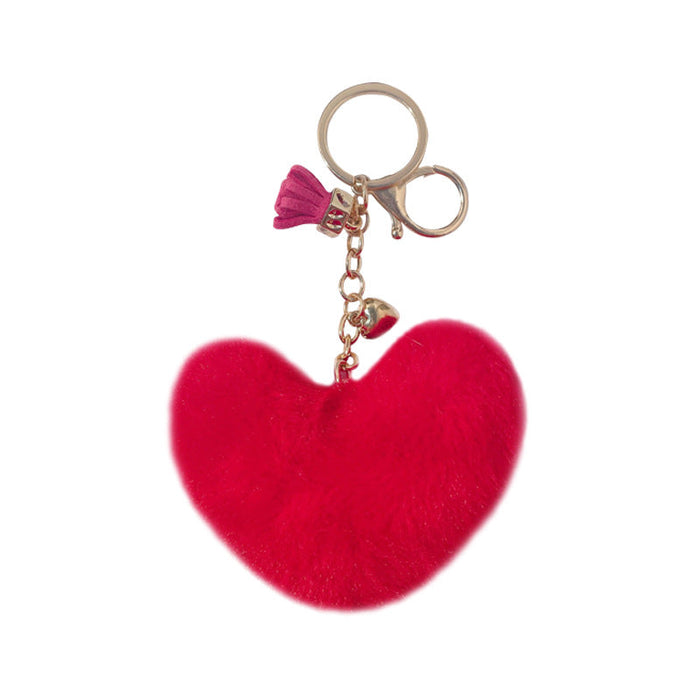 Wholesale Plush Leather Heart Tassel Pom Pom Keychain JDC-KC-JG157 Keychains 金葛 Wholesale Jewelry JoyasDeChina Joyas De China