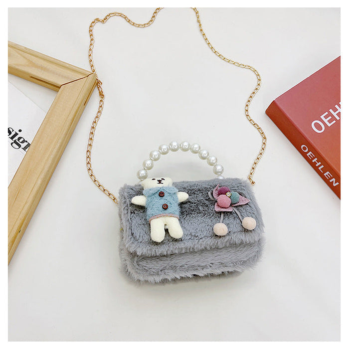 Wholesale Plush pearl lovely bag JDC-HB-MF004 Shoulder Bags 满丰 Bear grey Wholesale Jewelry JoyasDeChina Joyas De China