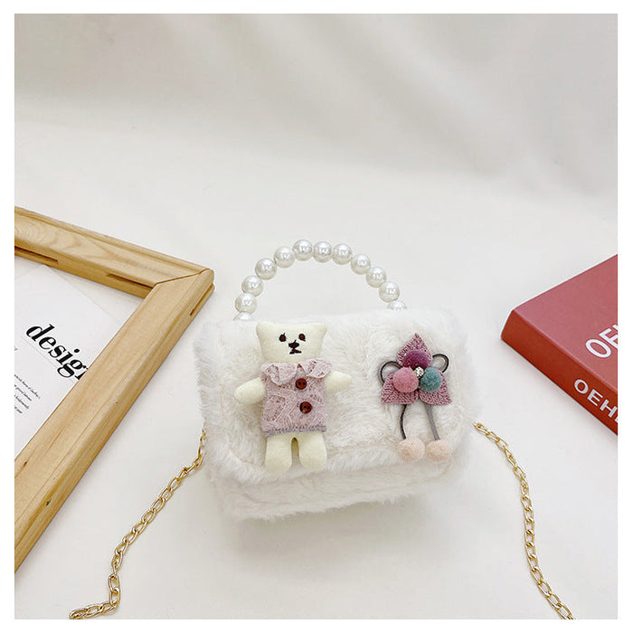 Wholesale Plush pearl lovely bag JDC-HB-MF004 Shoulder Bags 满丰 Bear white Wholesale Jewelry JoyasDeChina Joyas De China