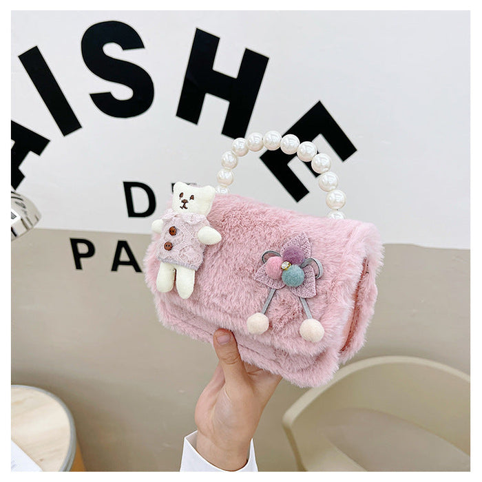 Wholesale Plush pearl lovely bag JDC-HB-MF004 Shoulder Bags 满丰 Little Bear Pink Wholesale Jewelry JoyasDeChina Joyas De China
