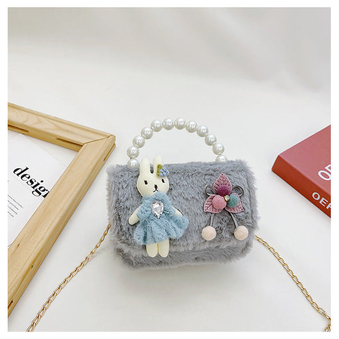 Wholesale Plush pearl lovely bag JDC-HB-MF004 Shoulder Bags 满丰 Rabbit grey Wholesale Jewelry JoyasDeChina Joyas De China