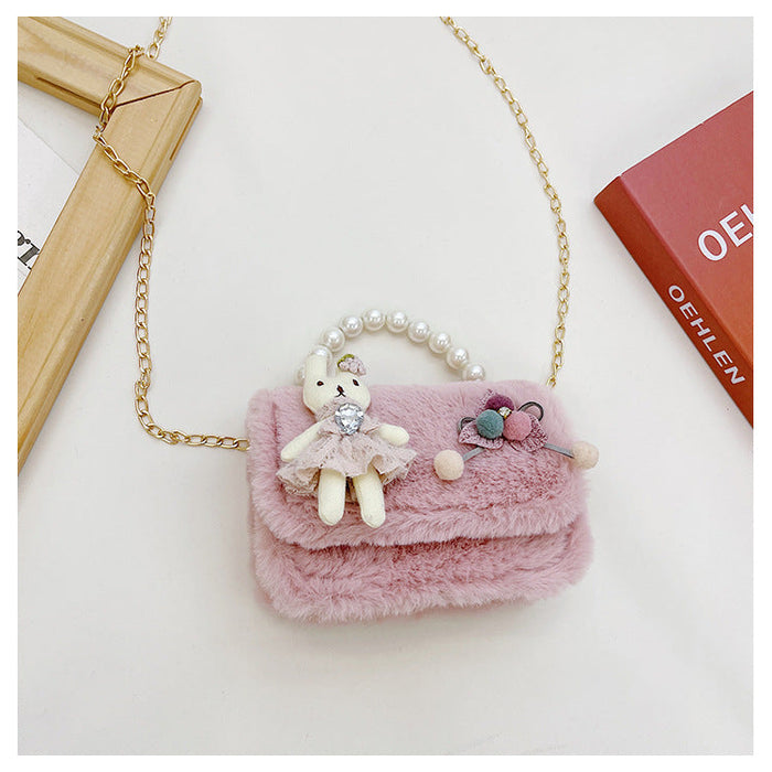 Wholesale Plush pearl lovely bag JDC-HB-MF004 Shoulder Bags 满丰 Rabbit Pink Wholesale Jewelry JoyasDeChina Joyas De China