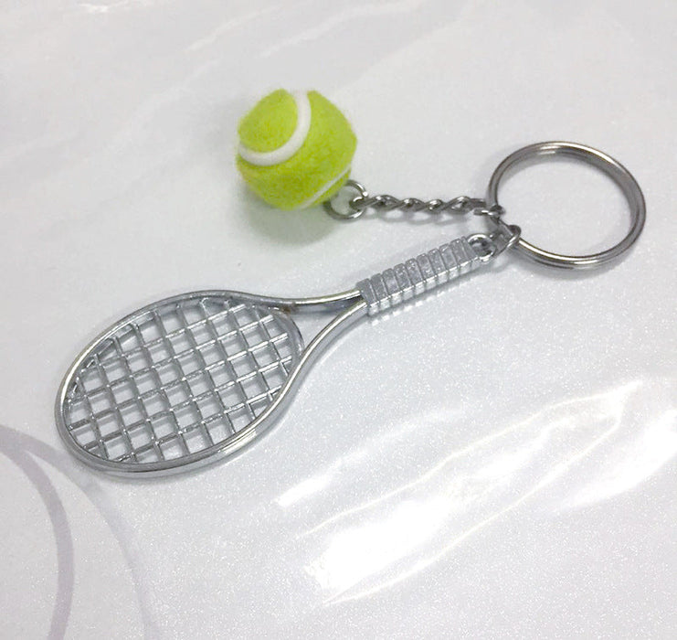 Wholesale Plush tennis racket key chain JDC-KC-HTU023 Keychains 哈图 Light green color ball 80*30MM Wholesale Jewelry JoyasDeChina Joyas De China