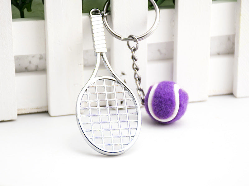 Wholesale Plush tennis racket key chain JDC-KC-HTU023 Keychains 哈图 Purple ball 80*30MM Wholesale Jewelry JoyasDeChina Joyas De China