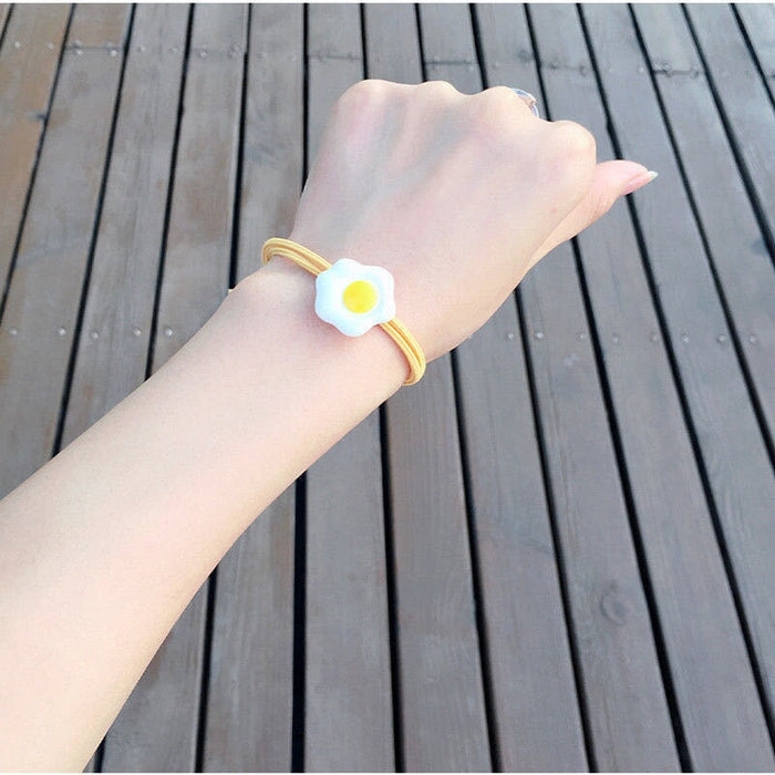 Wholesale Poached Egg Resin Plastic Hair Scrunchies JDC-HS-QiuC002 Hair Scrunchies 秋澈 yellow Wholesale Jewelry JoyasDeChina Joyas De China