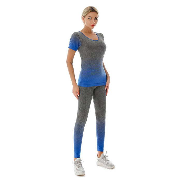 Bulk Jewelry Wholesale polyester gradient short sleeve T - shirt + nine - minute pants Sports Sets JDC-SS-YH002 Wholesale factory from China YIWU China