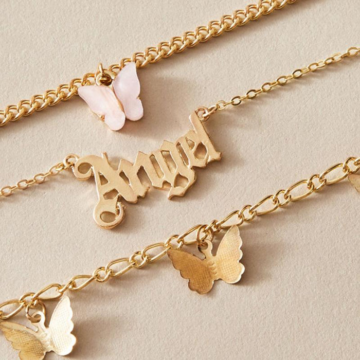 Bulk Jewelry Wholesale powder alloy letter butterfly foot chain JDC-AS-e071 Wholesale factory from China YIWU China