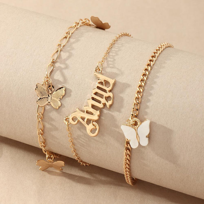 Bulk Jewelry Wholesale powder alloy letter butterfly foot chain JDC-AS-e071 Wholesale factory from China YIWU China