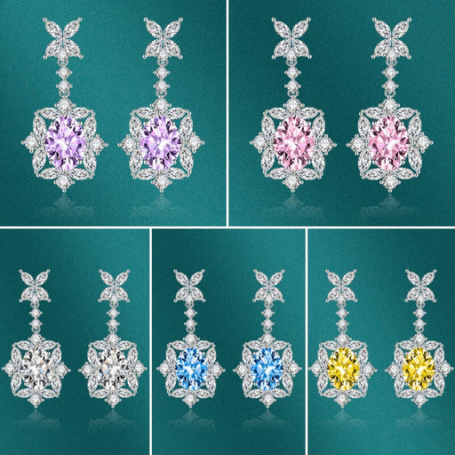 Wholesale premium sapphire long silver plated earrings JDC-ES-BZ001 Earrings 标志 Wholesale Jewelry JoyasDeChina Joyas De China