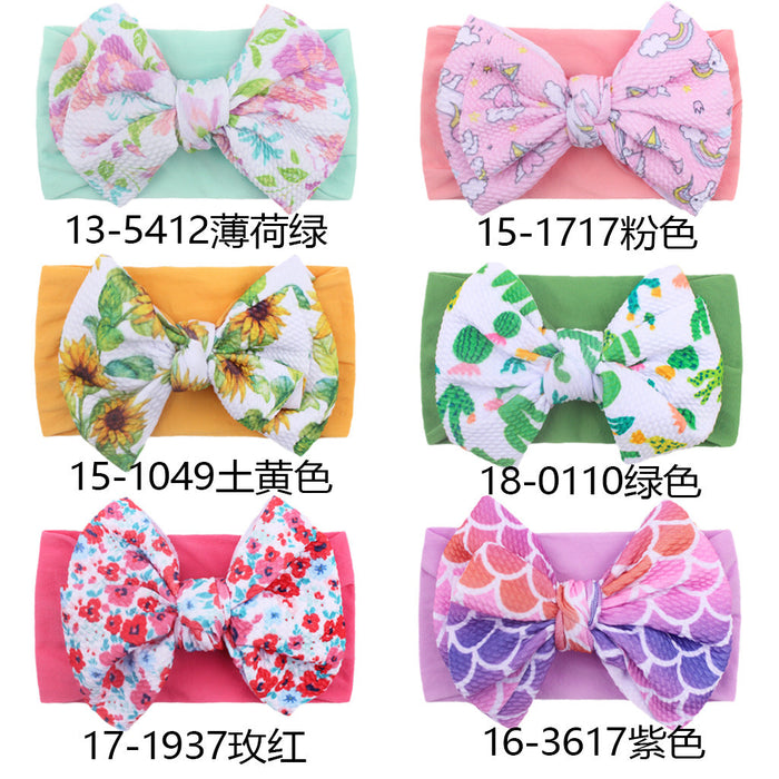 Wholesale printed big bow nylon children's headband JDC-HD-ML014 Headband JoyasDeChina 6-color mixed beat multiple Wholesale Jewelry JoyasDeChina Joyas De China