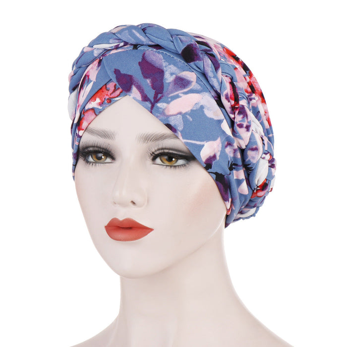 Wholesale printed brushed milk silk turban hat JDC-FH-QD005 Fashionhat 群德 blue Wholesale Jewelry JoyasDeChina Joyas De China