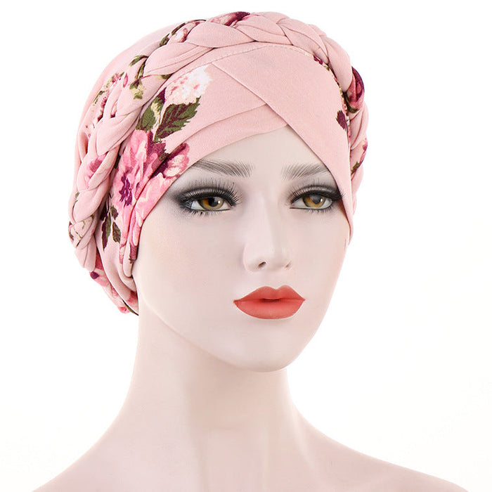 Wholesale printed brushed milk silk turban hat JDC-FH-QD005 Fashionhat 群德 pink Wholesale Jewelry JoyasDeChina Joyas De China