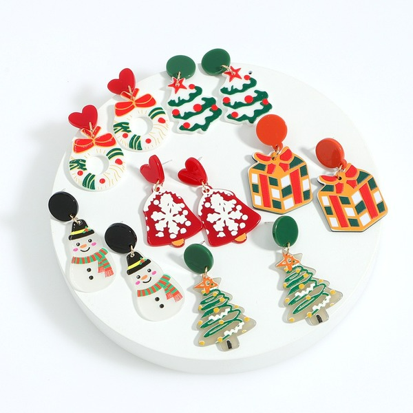 Wholesale printed resin plate Christmas Earrings JDC-ES-JQ125 Earrings JoyasDeChina Wholesale Jewelry JoyasDeChina Joyas De China