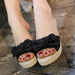 Bulk Jewelry Wholesale Pu bow middle heel slippers JDC-SP-GQ049 Wholesale factory from China YIWU China