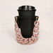 Wholesale PU Leather Coffee Cup Detachable Chain Cup Holder JDC-CUP-YouZ001 Cup Holder 悠智 Black pink chain Wholesale Jewelry JoyasDeChina Joyas De China