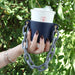 Wholesale PU Leather Coffee Cup Detachable Chain Cup Holder JDC-CUP-YouZ001 Cup Holder 悠智 Dark blue marble chain Wholesale Jewelry JoyasDeChina Joyas De China