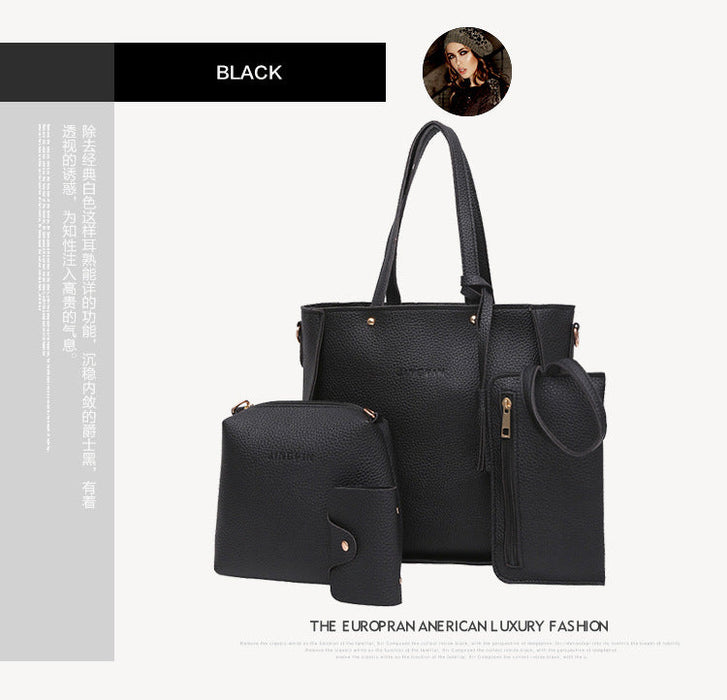 Wholesale PU leather handbag four-piece suit JDC-HB-AT009 Handbags 瑗淘 black Wholesale Jewelry JoyasDeChina Joyas De China