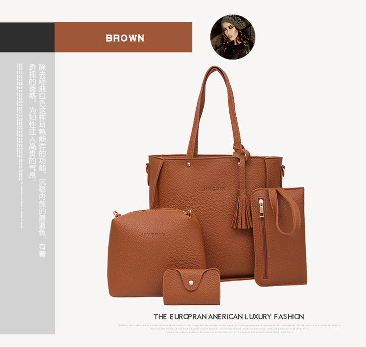 Wholesale PU leather handbag four-piece suit JDC-HB-AT009 Handbags 瑗淘 brown Wholesale Jewelry JoyasDeChina Joyas De China