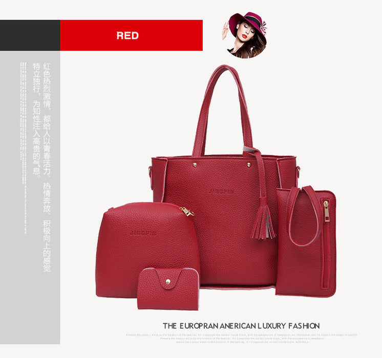 Wholesale PU leather handbag four-piece suit JDC-HB-AT009 Handbags 瑗淘 red Wholesale Jewelry JoyasDeChina Joyas De China