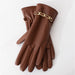 Wholesale PU leather plus velvet warm women's gloves JDC-GS-BX-011 Gloves 伯循 brown one size Wholesale Jewelry JoyasDeChina Joyas De China