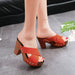 Wholesale PU leather thick heel heeled slippers JDC-SP-GQ017 Slippers JoyasDeChina Orange 38 Wholesale Jewelry JoyasDeChina Joyas De China