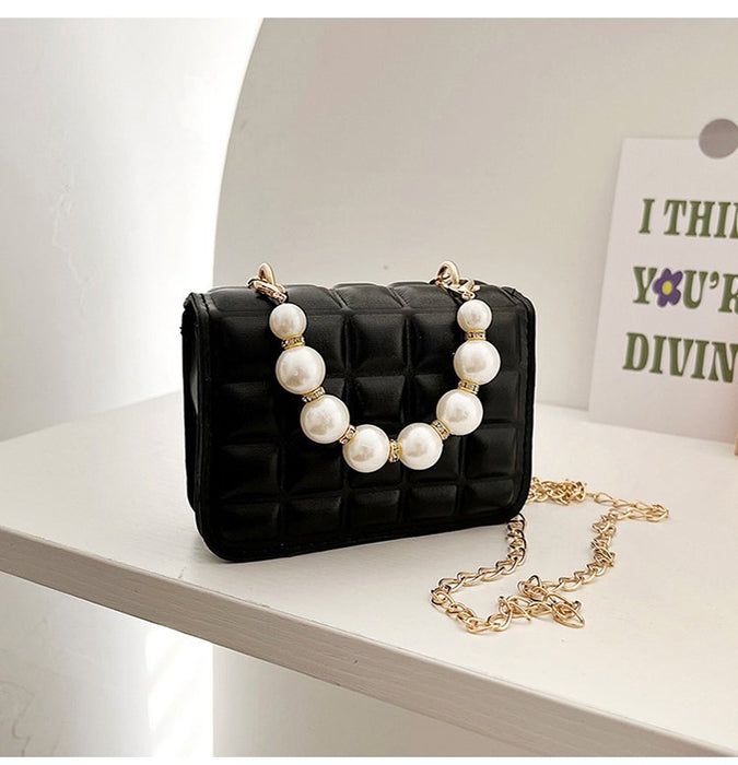 Wholesale PU pearl chain shoulder bag JDC-SD-KR042 Shoulder Bags 坤然 balck Wholesale Jewelry JoyasDeChina Joyas De China