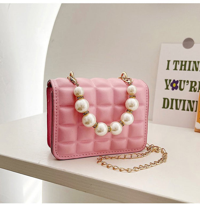 Wholesale PU pearl chain shoulder bag JDC-SD-KR042 Shoulder Bags 坤然 pink Wholesale Jewelry JoyasDeChina Joyas De China