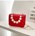 Wholesale PU pearl chain shoulder bag JDC-SD-KR042 Shoulder Bags 坤然 red Wholesale Jewelry JoyasDeChina Joyas De China