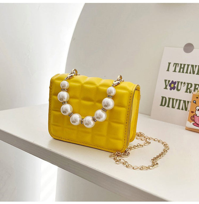 Wholesale PU pearl chain shoulder bag JDC-SD-KR042 Shoulder Bags 坤然 yellow Wholesale Jewelry JoyasDeChina Joyas De China