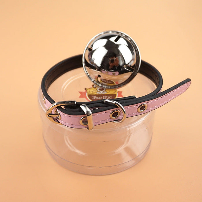 Wholesale PU Pet Bell Collar pack of 3 JDC-PD-FP004 Pet Decor 沣沛 pink MINIMUM 3 Wholesale Jewelry JoyasDeChina Joyas De China