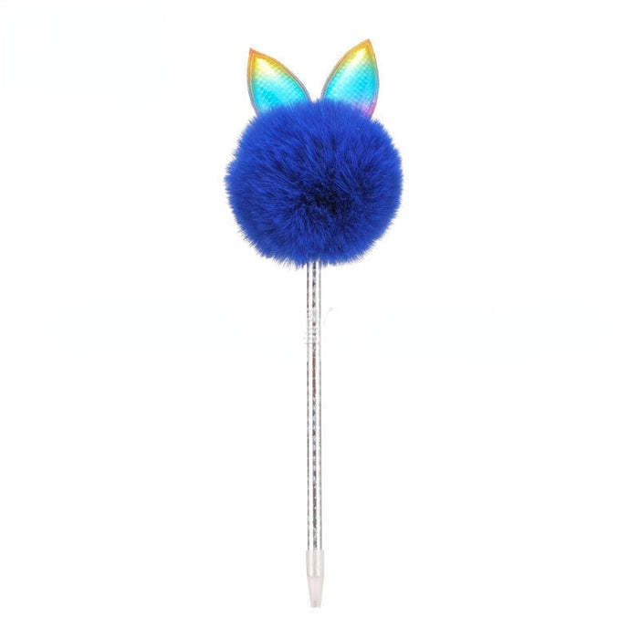 Wholesale PU Plastic Imitation Rex Rabbit Hair 0.55mm Ballpoint Pen JDC-BP-PRY003 Ballpoint pen 彭日耀 blue 0.5mm Wholesale Jewelry JoyasDeChina Joyas De China