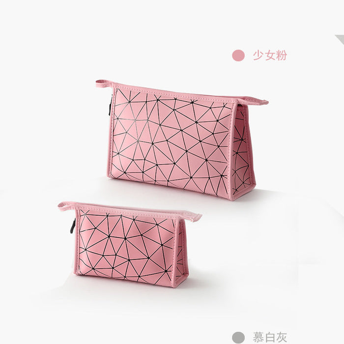 Wholesale Pu rhombus storage cosmetic bag JDC-CB-GeiN022 Cosmetic bag 格纳 pink Wholesale Jewelry JoyasDeChina Joyas De China
