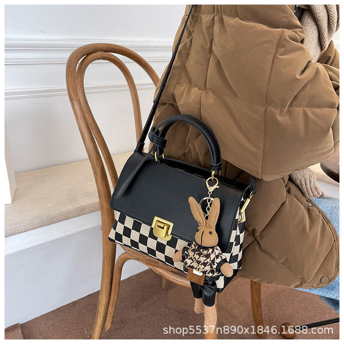 Wholesale pu Vintage Plaid handbags JDC-HB-JunLi018 Handbags 骏丽 Black with Pendant Wholesale Jewelry JoyasDeChina Joyas De China