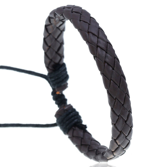 Wholesale pull adjustment leather braided bracelet JDC-BT-PK001 Bracelet 庞克 Dark brown Wholesale Jewelry JoyasDeChina Joyas De China