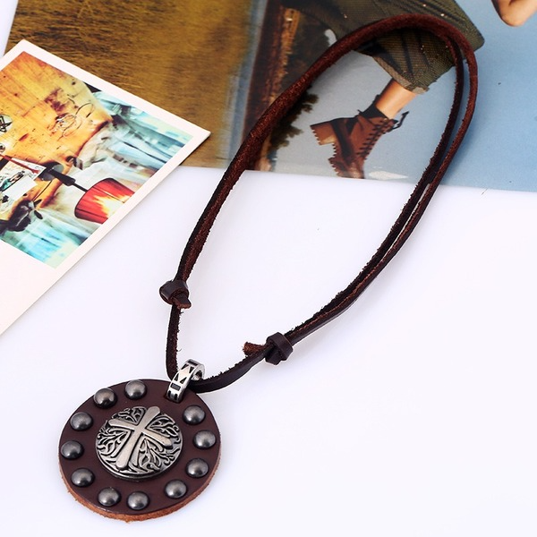 Bulk Jewelry Wholesale punk metal cross leather man necklaces JDC-MNE-PK091 Wholesale factory from China YIWU China