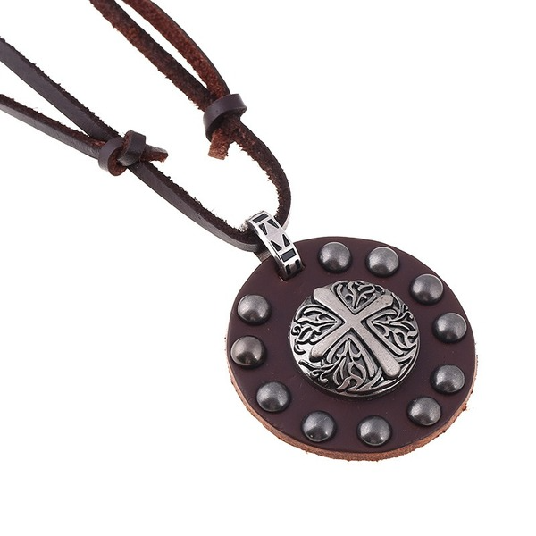 Bulk Jewelry Wholesale punk metal cross leather man necklaces JDC-MNE-PK091 Wholesale factory from China YIWU China