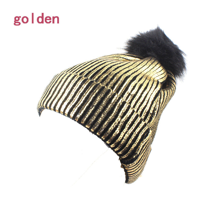 Wholesale pure color Pinstripe wool knitted hat JDC-FH-GSYH026 FashionHat 予画 golden adult Wholesale Jewelry JoyasDeChina Joyas De China