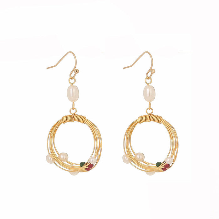 Wholesale pure hand imitation pearl natural stone hoop earrings JDC-ES-GSNM022 Earrings JoyasDeChina NE905 Wholesale Jewelry JoyasDeChina Joyas De China