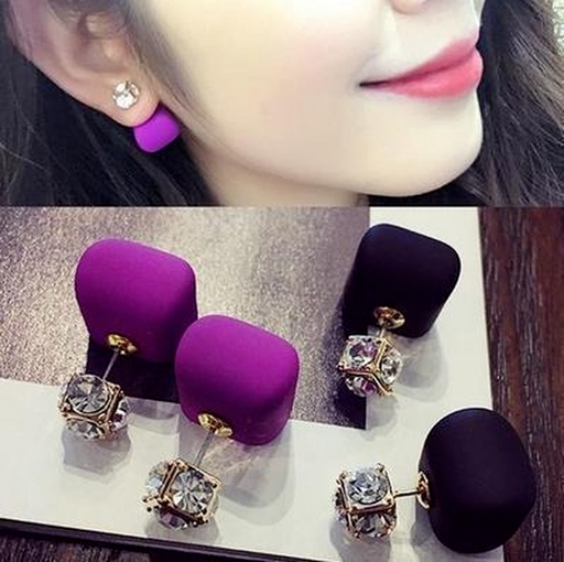 Bulk Jewelry Wholesale purple alloy chocolate bean pearl crystal ear nails JDC-ES-RL156 Wholesale factory from China YIWU China