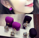Bulk Jewelry Wholesale purple alloy chocolate bean pearl crystal ear nails JDC-ES-RL156 Wholesale factory from China YIWU China