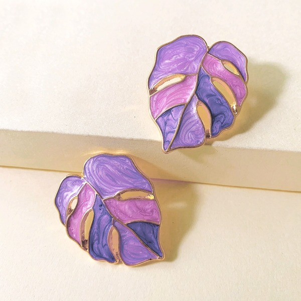 Bulk Jewelry Wholesale purple alloy leaf earrings JDC-ES-RXJJ001 Wholesale factory from China YIWU China