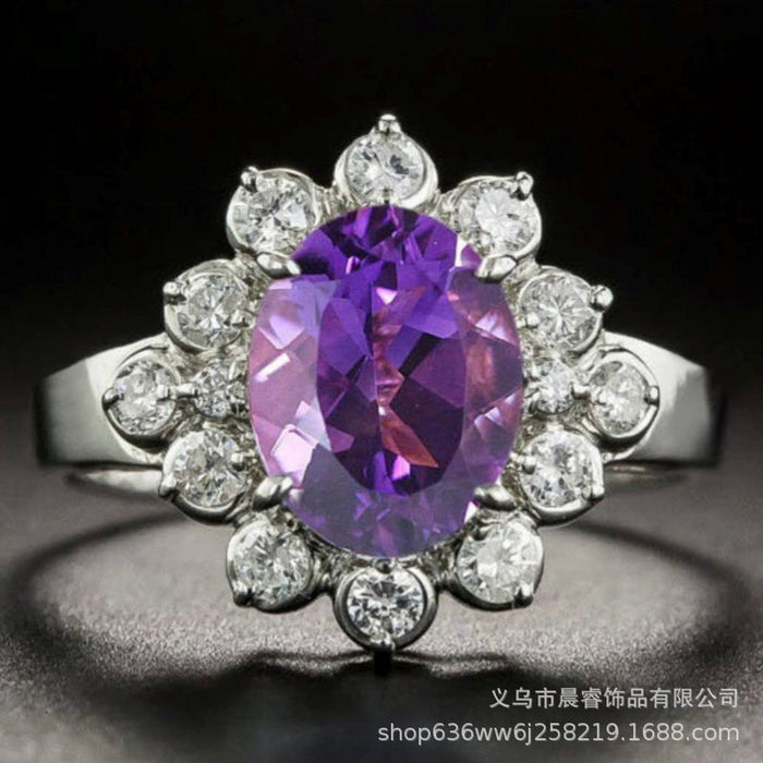 Wholesale Purple Artificial Gemstone Copper Rings JDC-RS-WN-085 Rings 薇妮 purple NO.6 Wholesale Jewelry JoyasDeChina Joyas De China