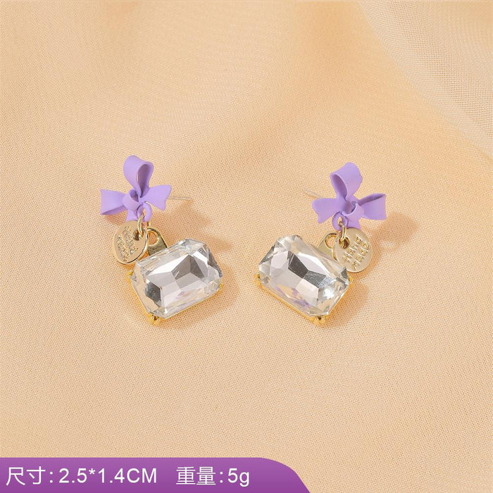 Wholesale purple crystal flower earrings JDC-ES-GSD032 Earrings JoyasDeChina 01 Crystal Bow 2863 925 silver needle Wholesale Jewelry JoyasDeChina Joyas De China