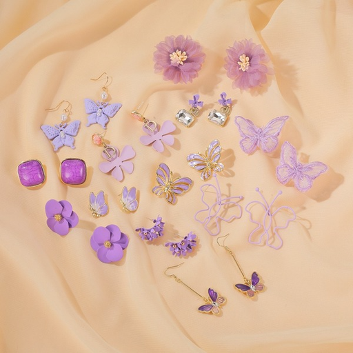 Bulk Jewelry Wholesale purple crystal flower earrings JDC-ES-GSD032 Wholesale factory from China YIWU China