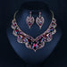Wholesale purple crystal necklace earring set JDC-ST-Qianm009 Suit 千漠 Purple Wholesale Jewelry JoyasDeChina Joyas De China