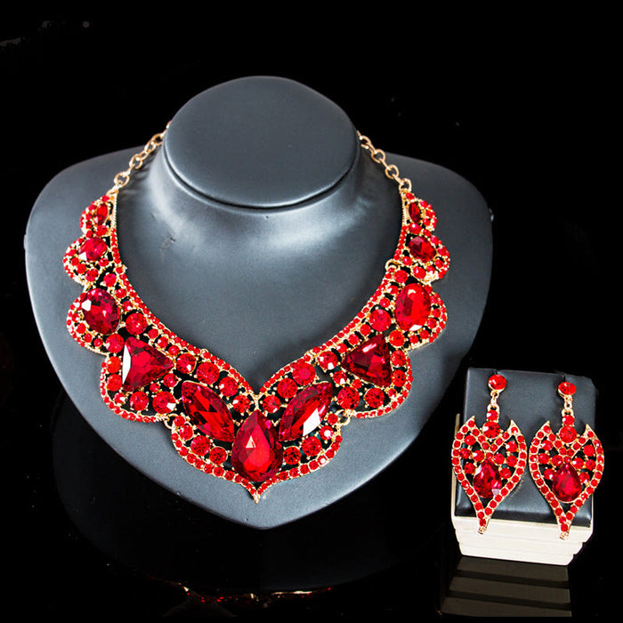 Wholesale purple crystal necklace earring set JDC-ST-Qianm009 Suit 千漠 Red Wholesale Jewelry JoyasDeChina Joyas De China