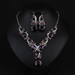 Wholesale purple crystal wedding, dress earrings necklace set JDC-ST-Qianm021 千漠 Purple Wholesale Jewelry JoyasDeChina Joyas De China