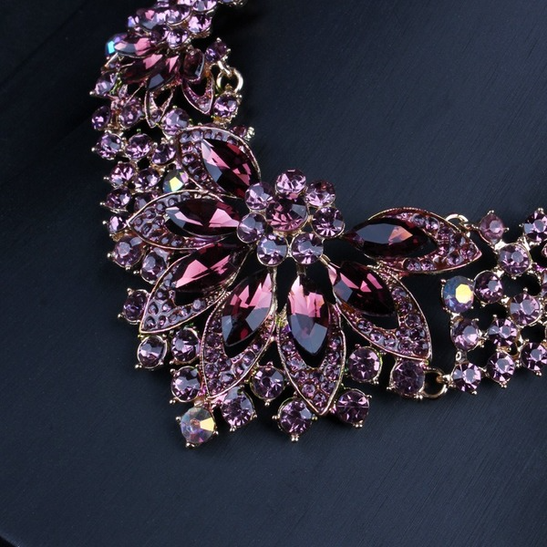 Wholesale purple wedding, dress earrings crystal necklace set JDC-ST-Qianm023 JoyasDeChina Wholesale Jewelry JoyasDeChina Joyas De China