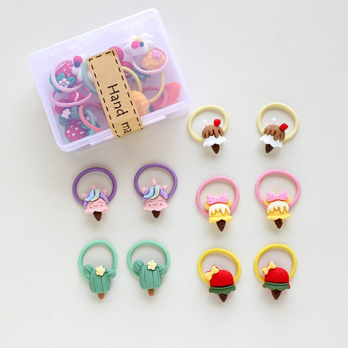 Wholesale PVC Box Set Resin Cartoon Kids Hair Rope MOQ≥5 JDC-HS-Shij002 Hair Scrunchies 世景 MOQ5 tiantong set Wholesale Jewelry JoyasDeChina Joyas De China