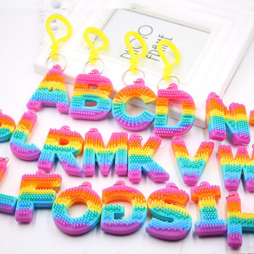 Wholesale PVC Decompression Toy Rainbow Alphabet Keychain JDC-KC-Zuge032 Keychains 祖格 Wholesale Jewelry JoyasDeChina Joyas De China
